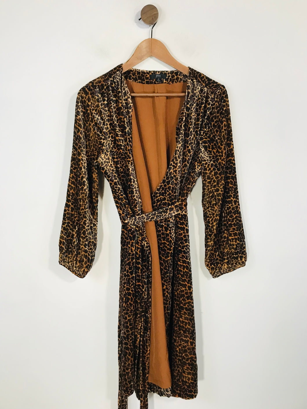 J.Crew Women's Velour Leopard Print Wrap Dress | UK12 | Multicoloured