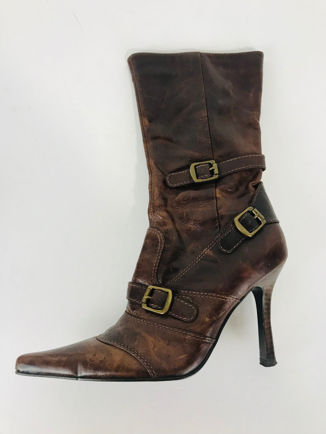 River Island Women's Leather Heeled Boots | UK4 | Brown