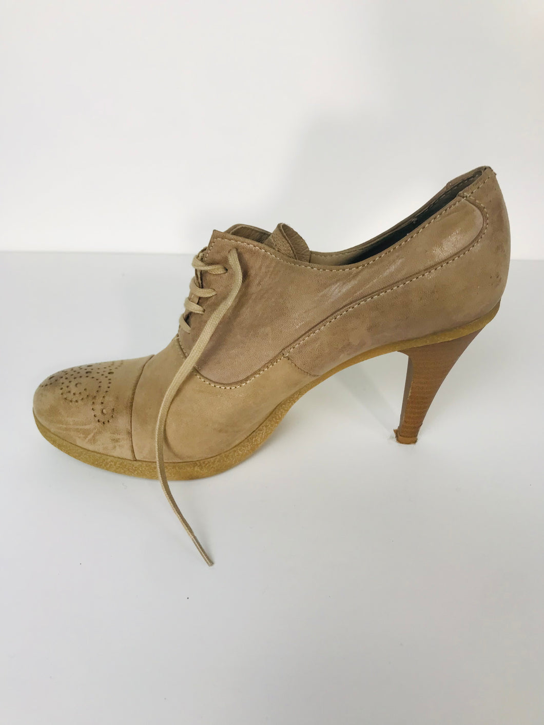 Shoe Embassy Women's Leather Smart Heels | EU37 UK4 | Beige