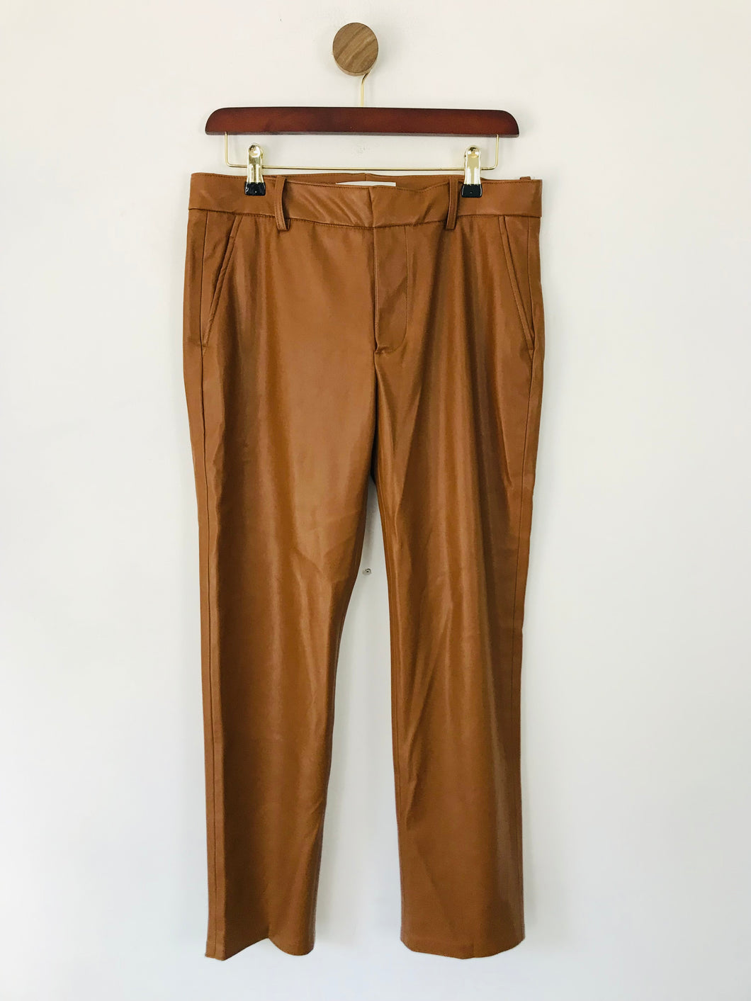 Zara Women's Faux Leather Slim Trousers | 38 UK10 | Brown