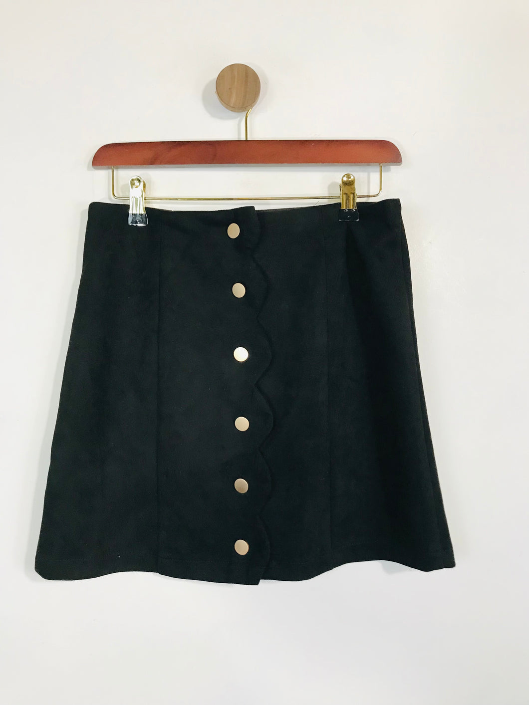 Moon Mood Women's Suede High Waist Mini Skirt | M UK10-12 | Black