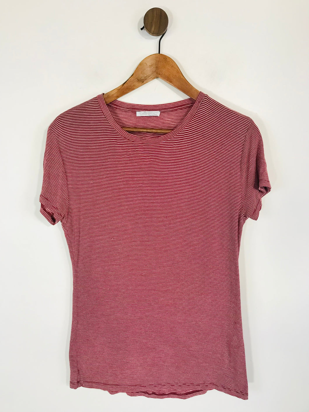 Zara Women's Striped T-Shirt | S UK8 | Red