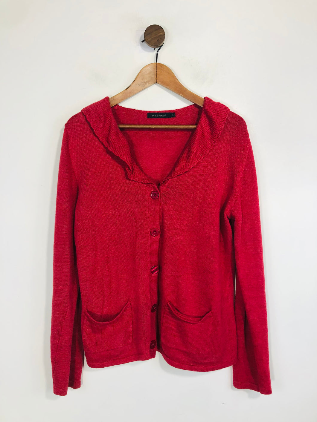 Prêt à Porter Women's Cotton Linen Cardigan | L UK14 | Red