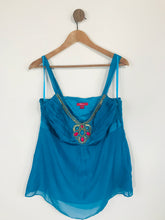 Load image into Gallery viewer, Monsoon Women&#39;s Silk Embellished Tank Top | UK14 | Blue
