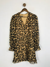 Load image into Gallery viewer, Quiz Women&#39;s Leopard Print Ruffle A-Line Dress | UK10 | Brown
