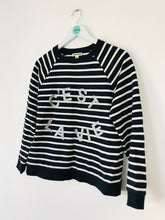 Load image into Gallery viewer, Whistles Women’s Striped C&#39;est La Vie Sweatshirt Jumper | M UK10-12 | Navy

