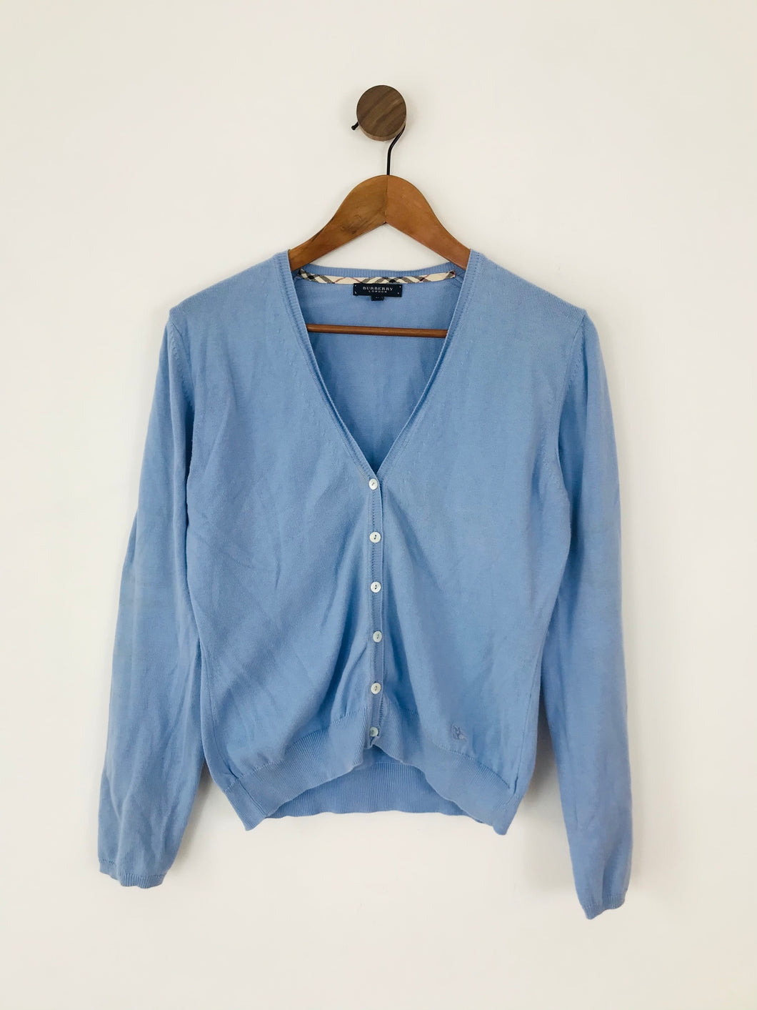 Burberry Women’s Cotton V Neck Cardigan | M UK10-12 | Blue