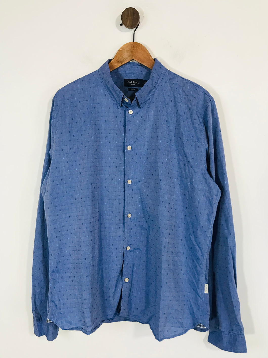 Paul Smith Men's Cotton Polka Dot Button-Up Shirt | XL | Blue