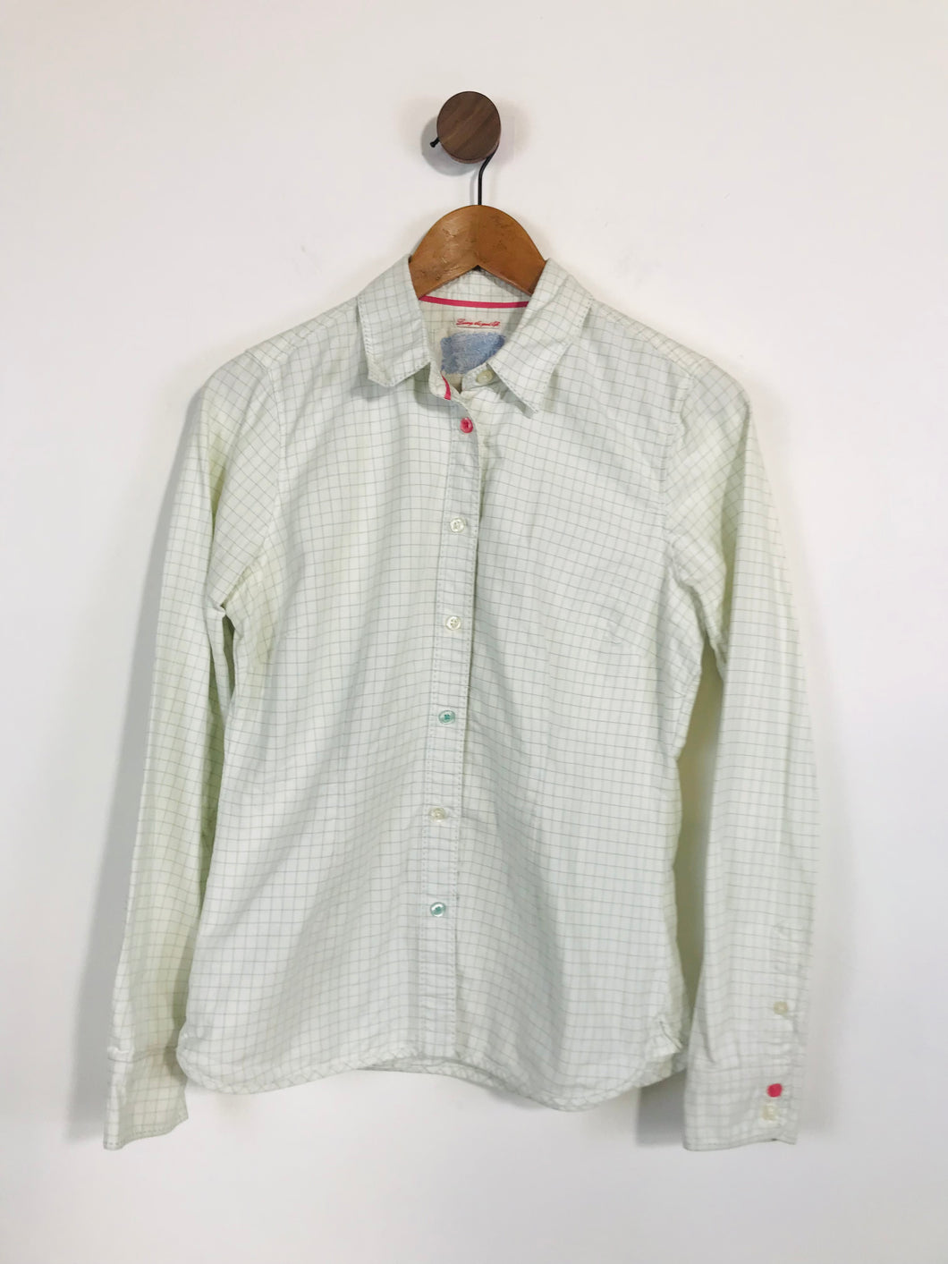 Joules Women's Cotton Check Button-Up Shirt | UK10 | White