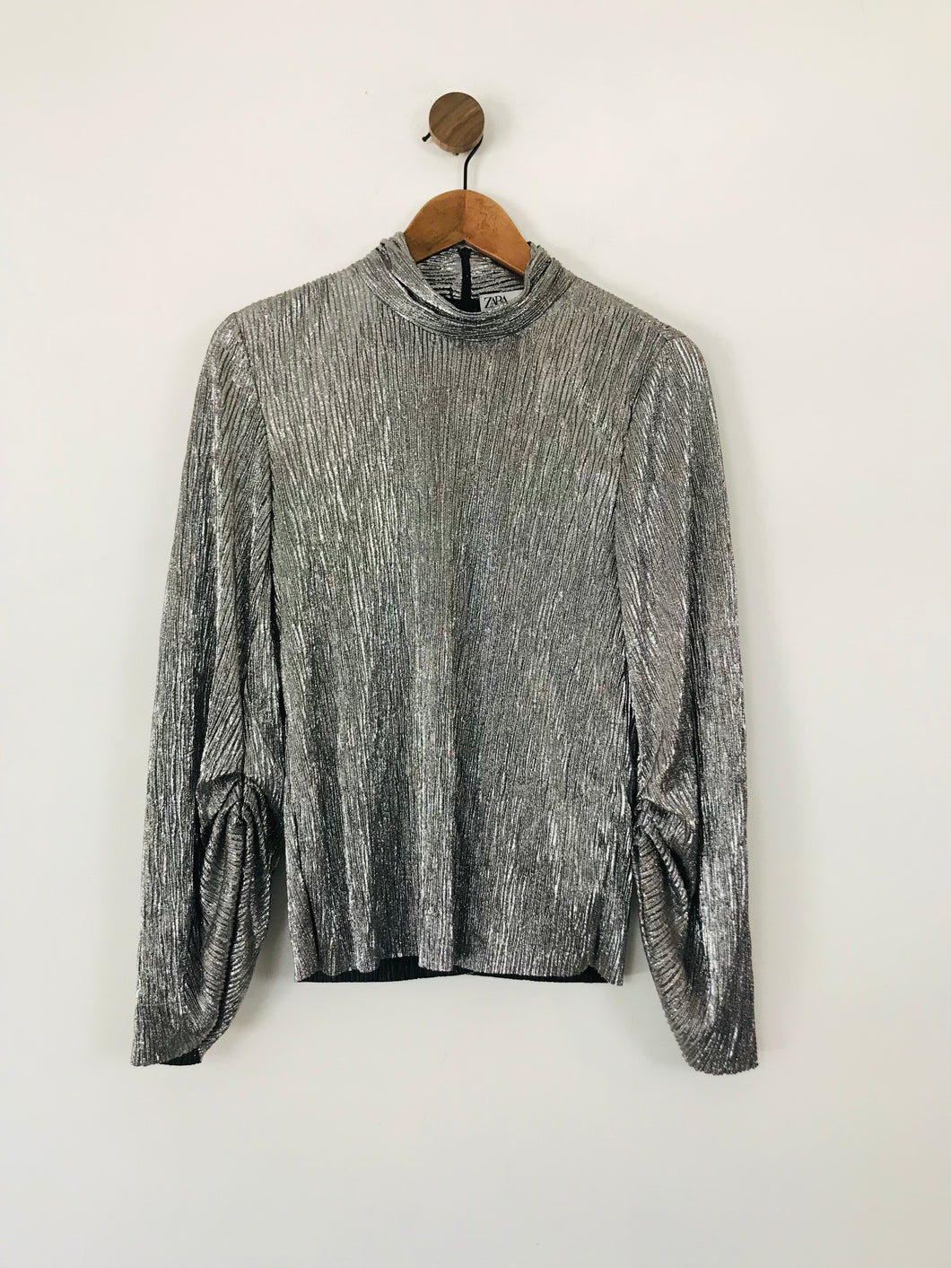 Zara Women's Metallic Blouse | M UK10-12 | Grey