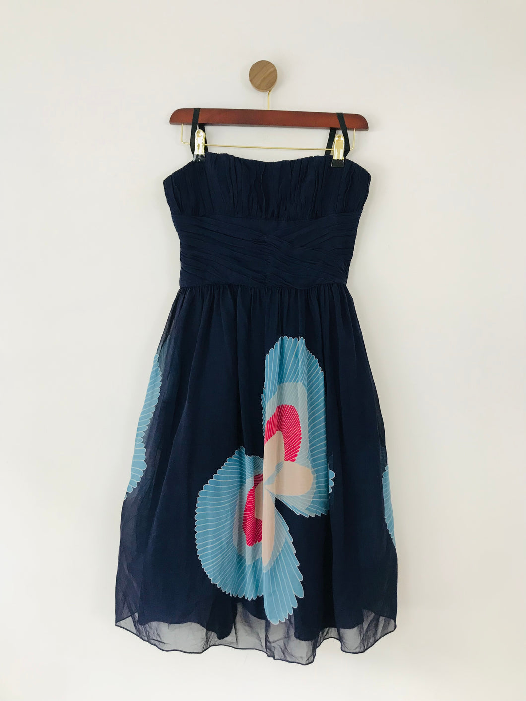 Anne Sui Women's Silk Strapless A-Line Dress | UK8 | Blue