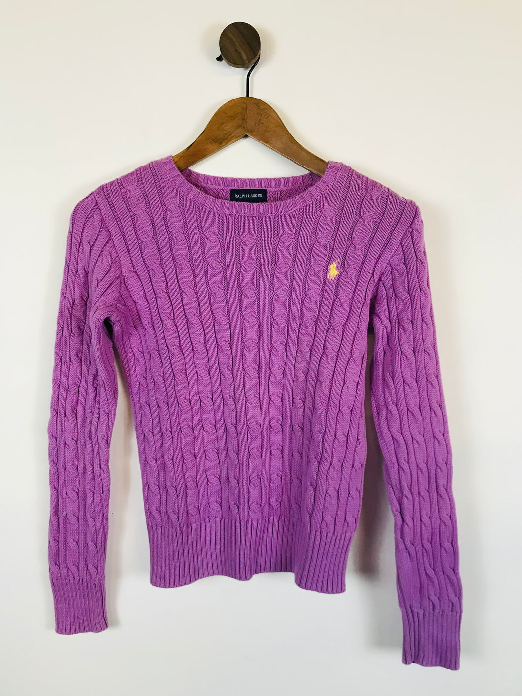 Ralph Lauren Kid's Cotton Cable Knit Jumper | L 12-14 Years | Purple