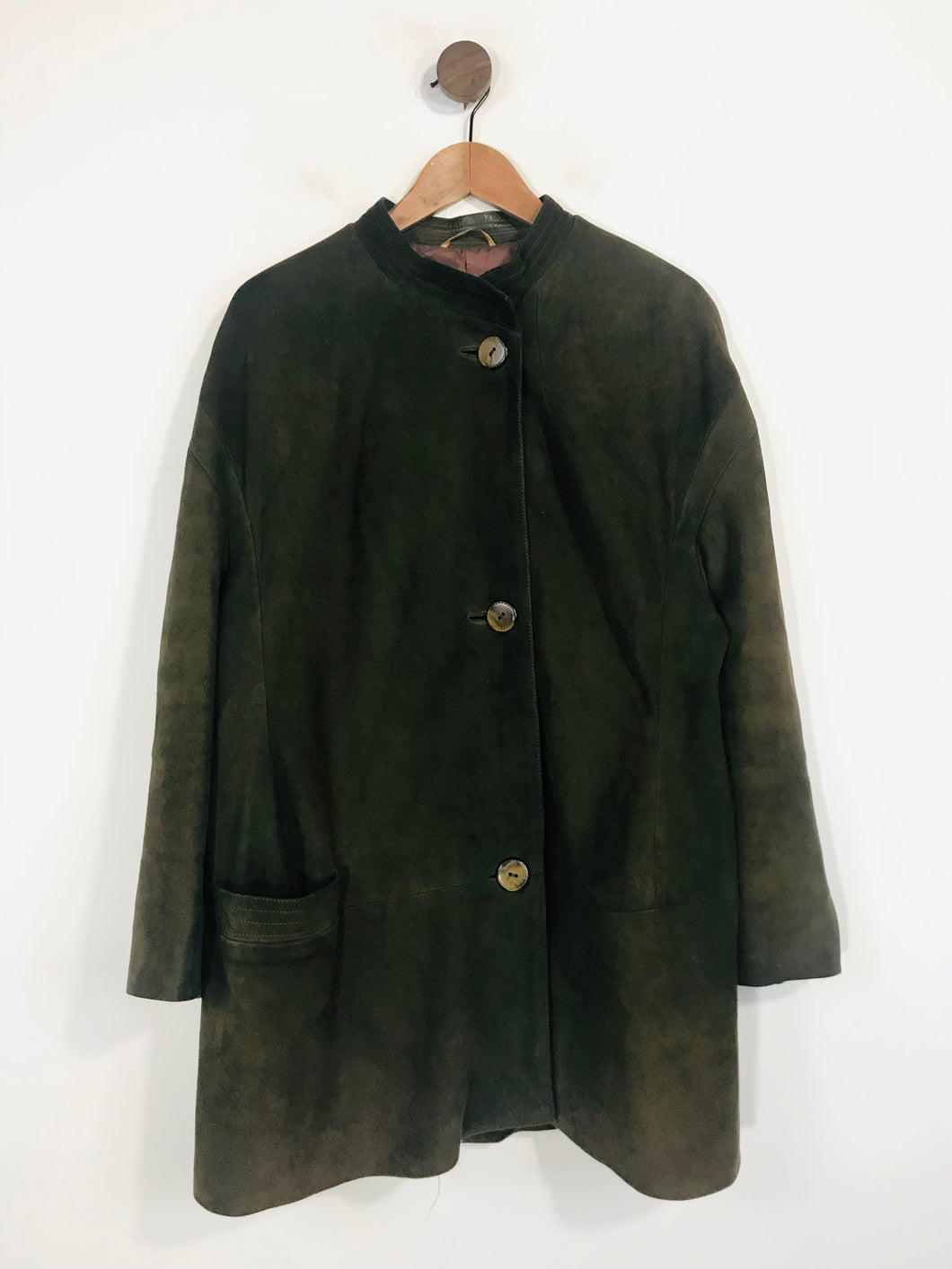 Janbell Women's Suede Vintage Overcoat Coat | L UK14 | Green
