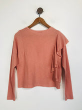 Load image into Gallery viewer, Zara Women&#39;s Ruffle Long Sleeve Crop T-Shirt | S UK8 | Pink
