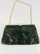Load image into Gallery viewer, Jane Shilton Women&#39;s Snakeskin Vintage Clutch Bag | OS | Green
