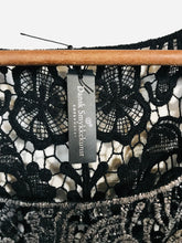 Load image into Gallery viewer, Dansk Smykkekunst Women&#39;s Floral Crochet T-Shirt | M UK10-12 | Black

