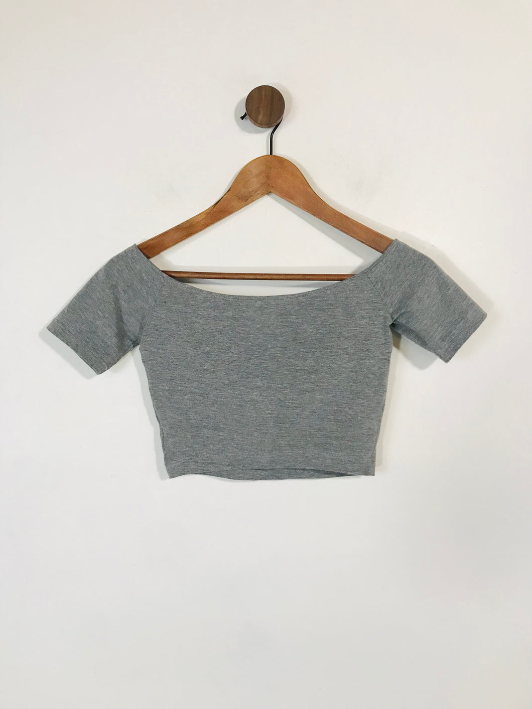 American Apparel Women's Collarless Crop T-Shirt | S UK8 | Grey