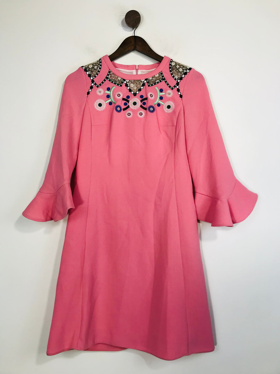 Peter Pilotto Women's Wool Embroidered Sheath Dress | UK8 | Pink