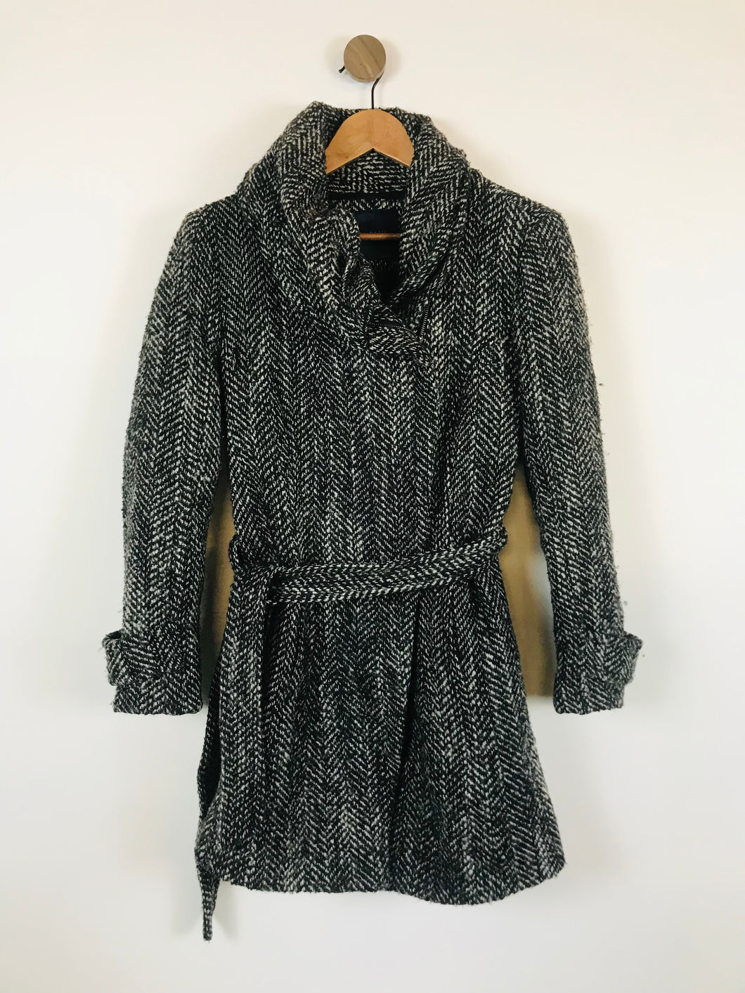 Zara Women's Wool Wrap Peacoat | L UK14 | Grey