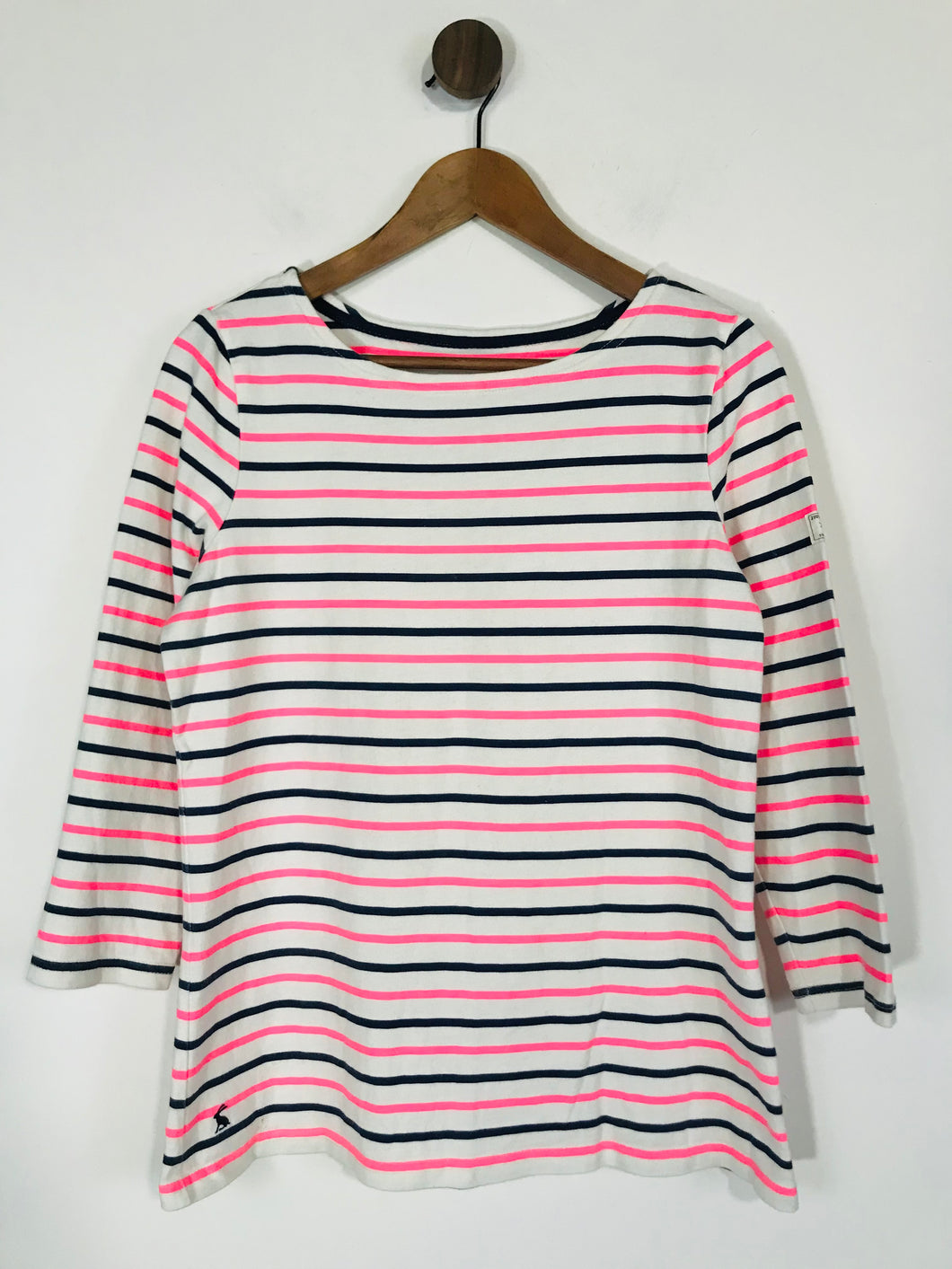 Joules Women's Striped 3/4 Sleeve T-Shirt | UK12 | White