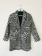 Load image into Gallery viewer, Zara Women’s Zebra Print Oversized Overcoat | XS | Black
