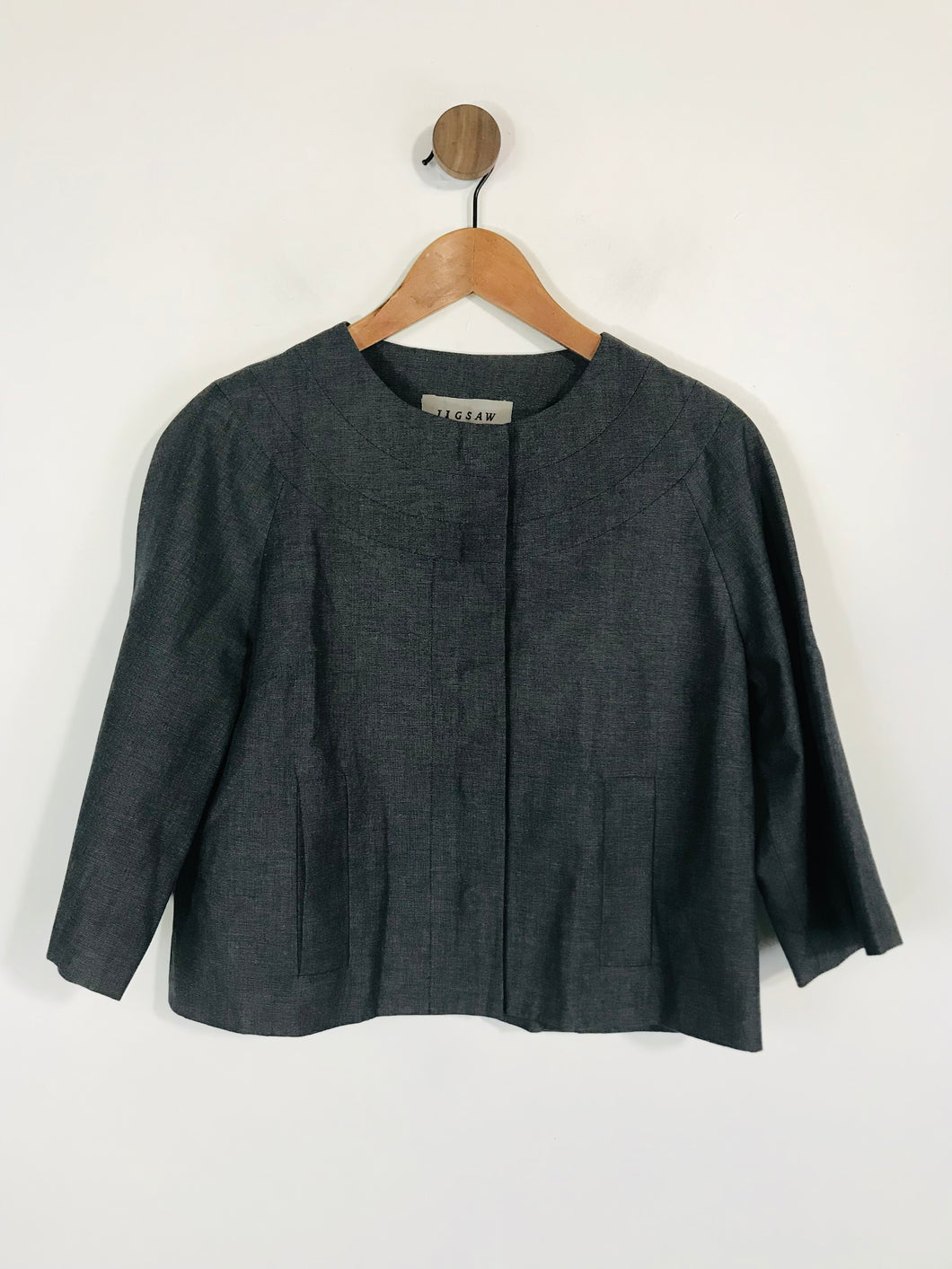 Jigsaw Women's Crop Smart Blazer Jacket | UK12 | Grey