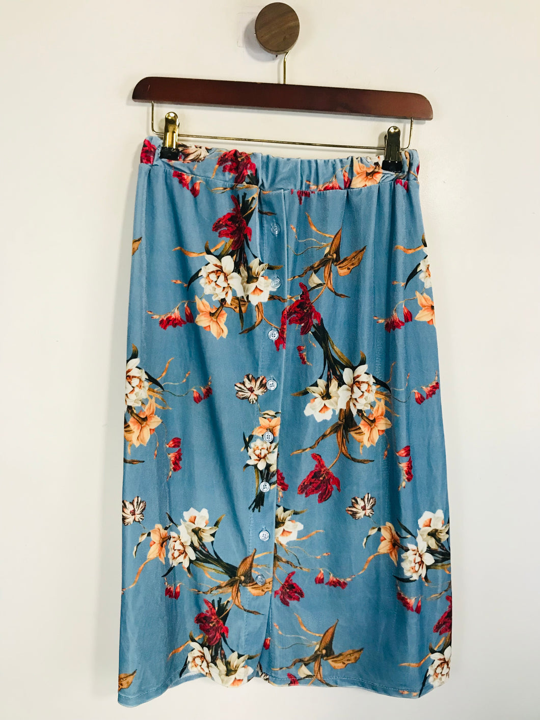 Le Studio Women's Velour Floral Midi Skirt NWT | S UK8 | Blue