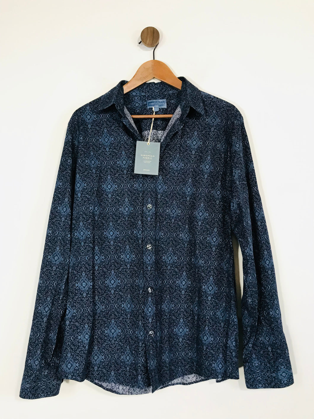 John Lewis Men's Fitted Patterned Button-Up Shirt NWT | L | Blue