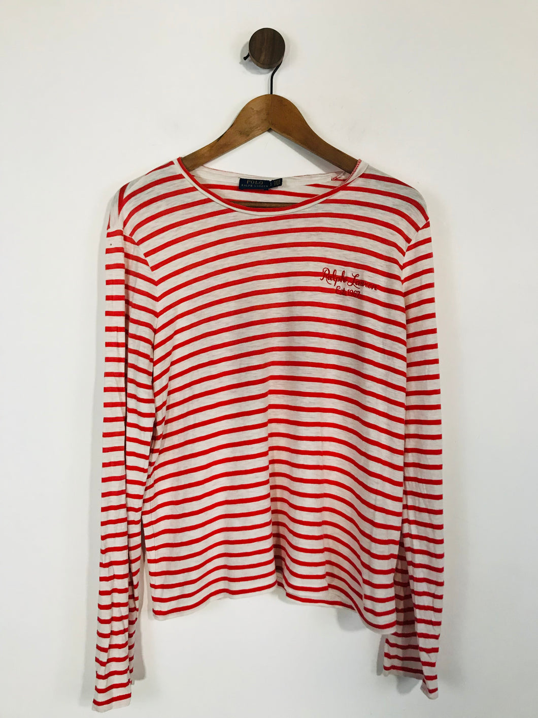 Polo Ralph Lauren Women's Long Sleeve Striped T-Shirt | L UK14 | White