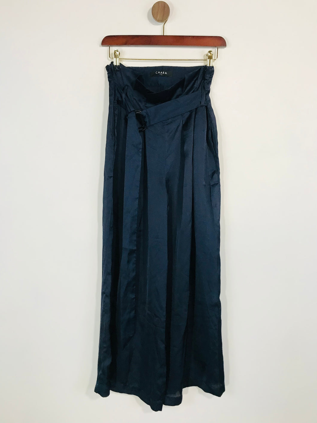 Caara Women's Satin Paper Bag Culottes Trousers | S UK8 | Blue
