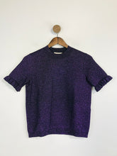 Load image into Gallery viewer, Sezane Women&#39;s Ruffle Metallic T-Shirt | S UK8 | Purple
