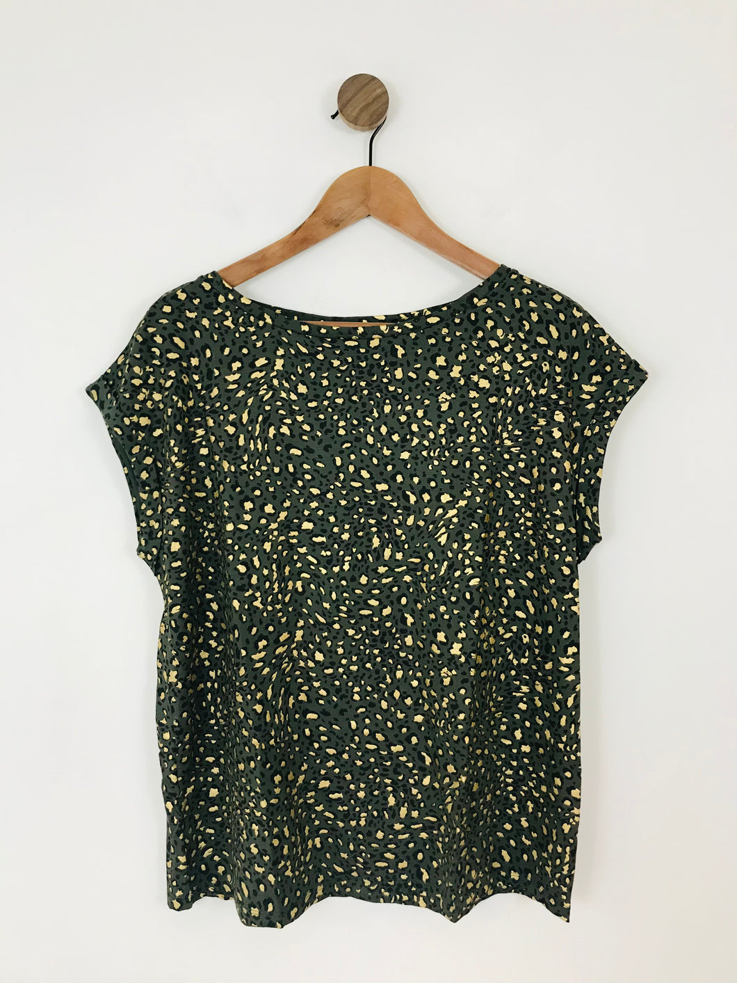Mint Velvet Women’s Leopard Print T-Shirt | L UK14 | Green Gold