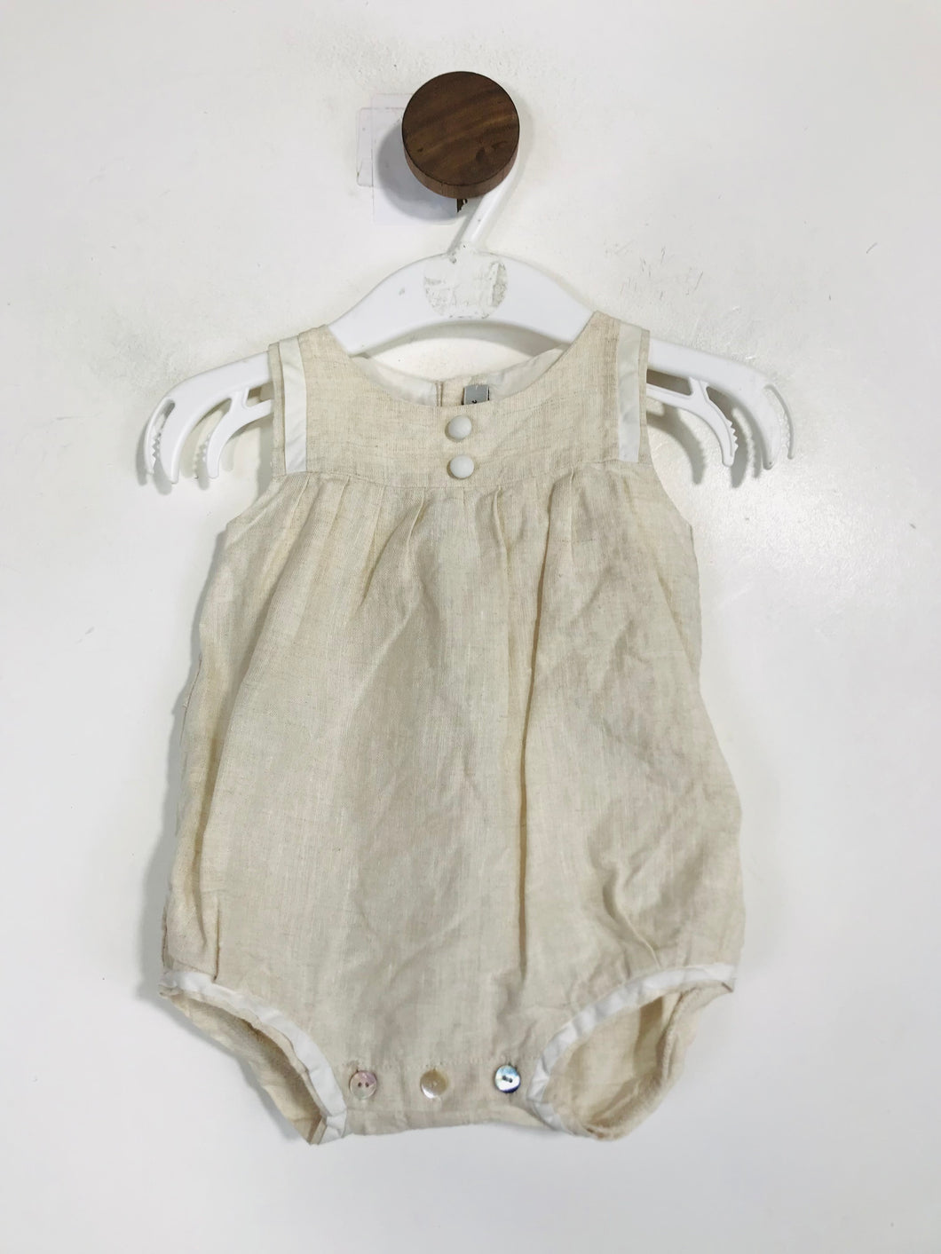 Mebi Nature Kid's Linen Jumpsuit | 0-3 months | Beige