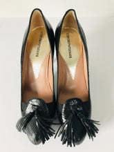 Load image into Gallery viewer, Emporio Armani Women’s Leather Tassel Court Heels | 40 UK7 | Black
