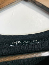 Load image into Gallery viewer, Zara Women&#39;s Gathered sleeve T-Shirt | L UK14 | Black
