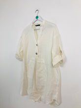 Load image into Gallery viewer, Zara Women’s Oversized Linen Shirt Dress | M | Cream White

