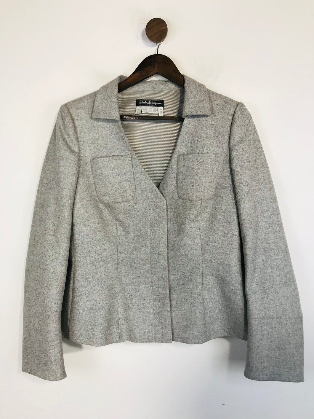 Salvatore Ferragamo Women's Wool Vintage Blazer Jacket | IT44 UK12 | Grey