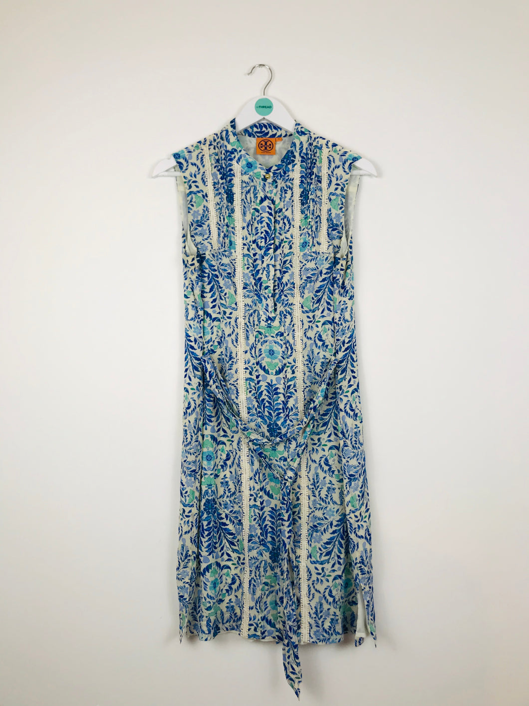 Tory Burch Womens Floral Silk Shift Dress | UK10 | Blue