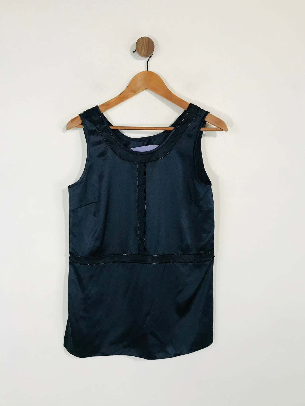Vera Wang Women's Silk Embroidered Tank Top | US4 UK8 | Blue