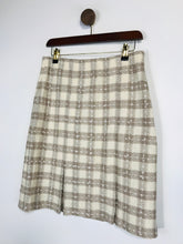 Load image into Gallery viewer, St. John Women&#39;s Tweed Check Gingham Pencil Skirt | M UK10-12 | Beige
