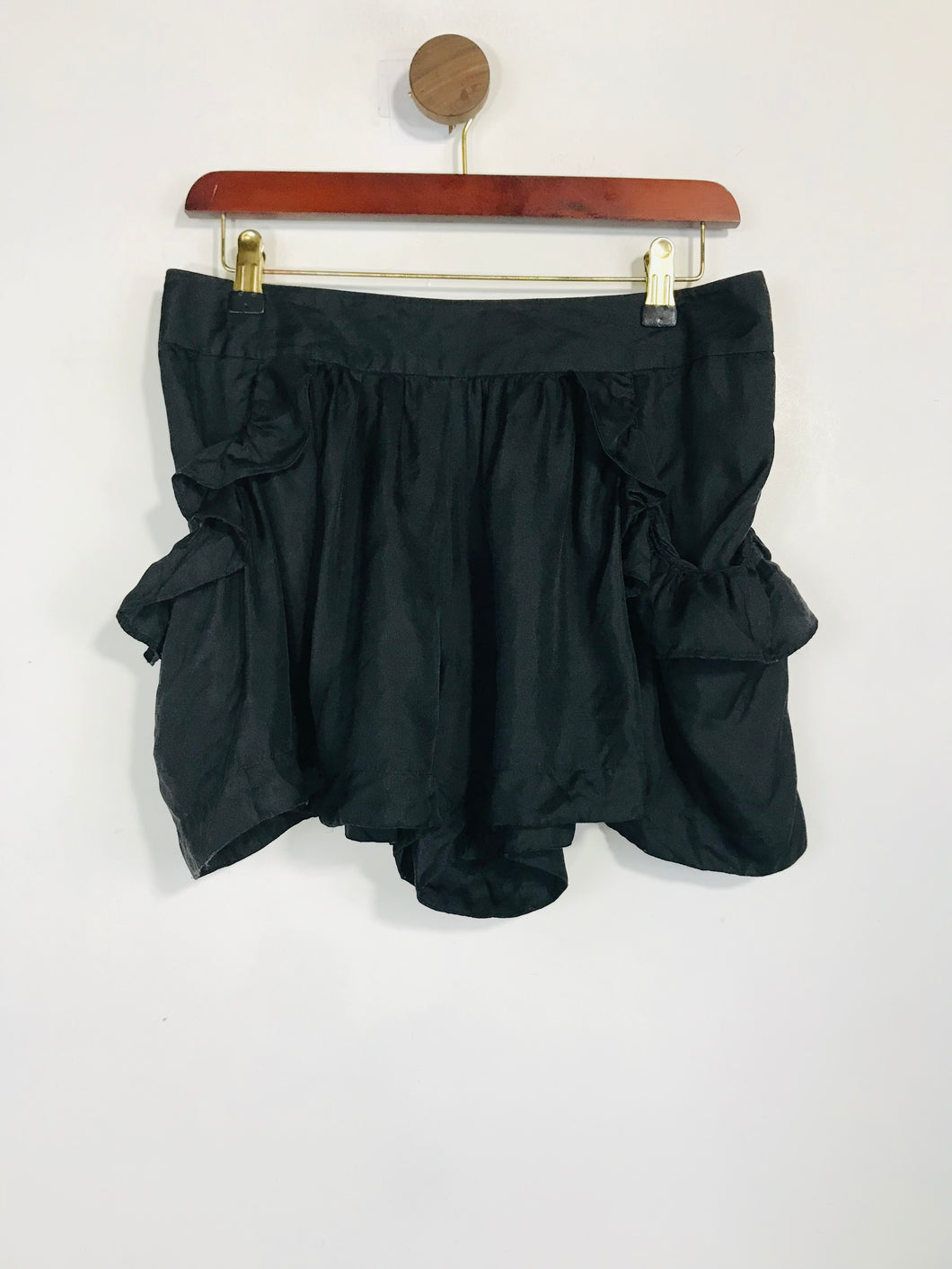 French Connection Women's Silk Ruffle Hot Pants Shorts | UK10 | Black