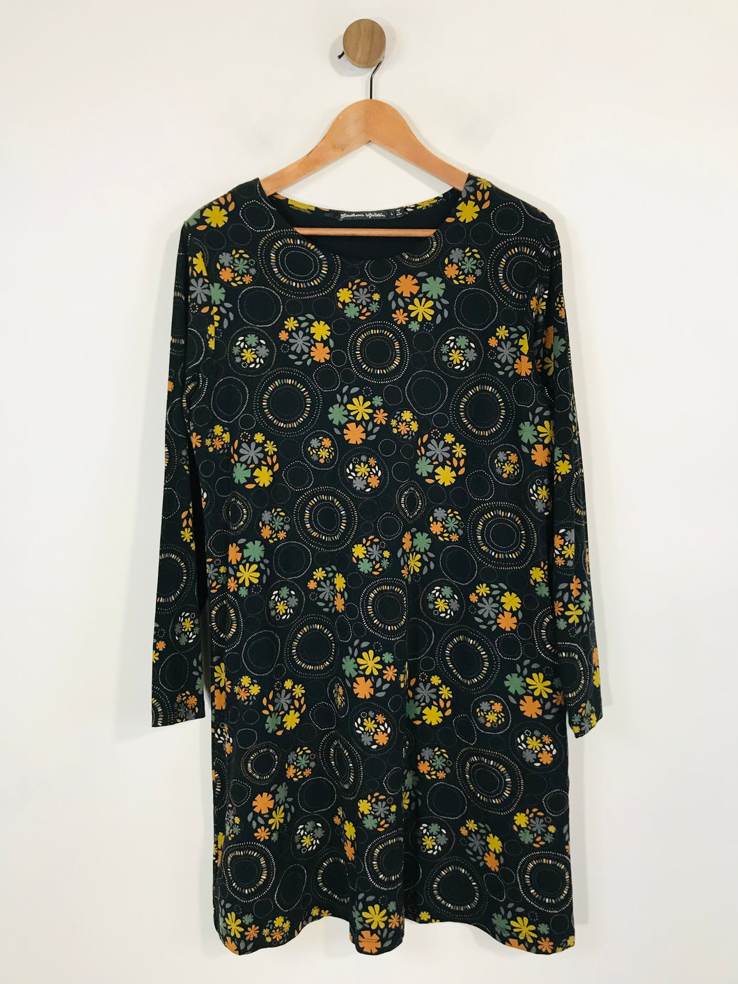 Gudrun Sjoden Women's Cotton Floral Sheath Dress | L UK14 | Black