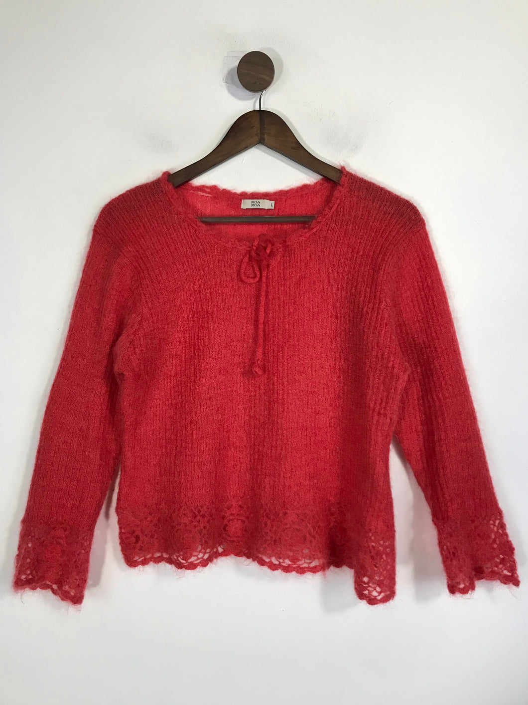 Noa Noa Women's Crochet Knit Jumper | L UK14 | Red