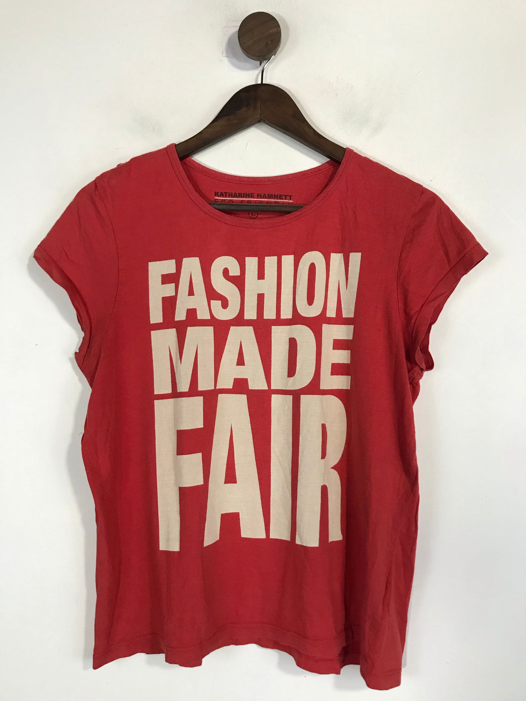 Katherine Hamnett Women's Cotton T-Shirt | L UK14 | Red