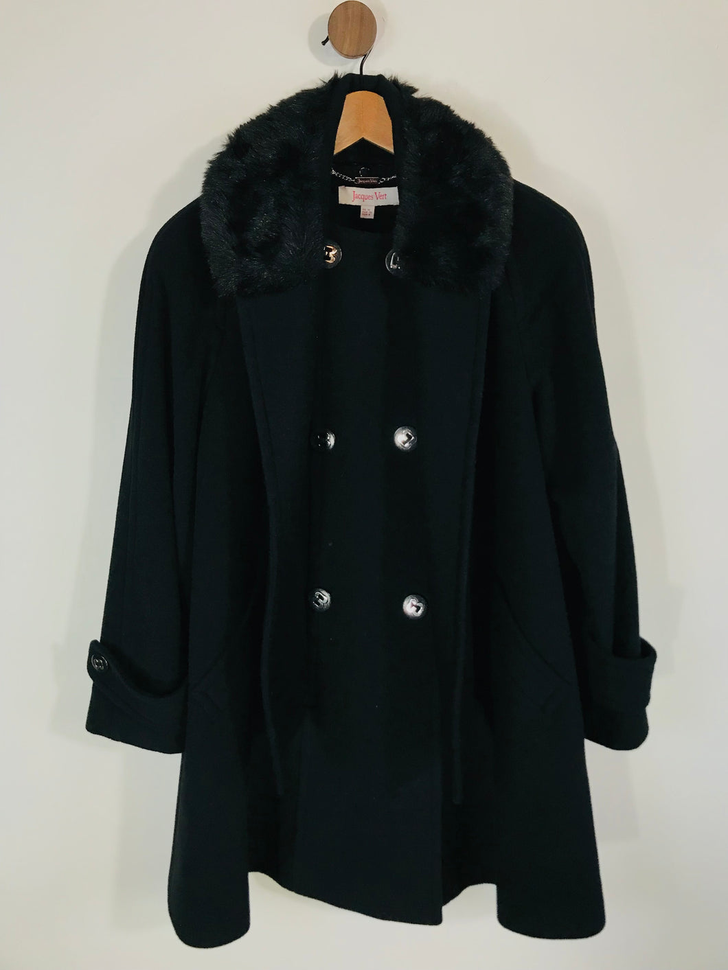 Jacques Vert Women's Wool Overcoat Coat | UK10 | Black