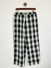 Load image into Gallery viewer, Mango Women&#39;s Cotton Check Gingham Casual Trousers | 38 UK10 | Black
