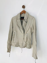 Load image into Gallery viewer, AllSaints Women&#39;s 100% Leather Biker Jacket | UK10 | Grey
