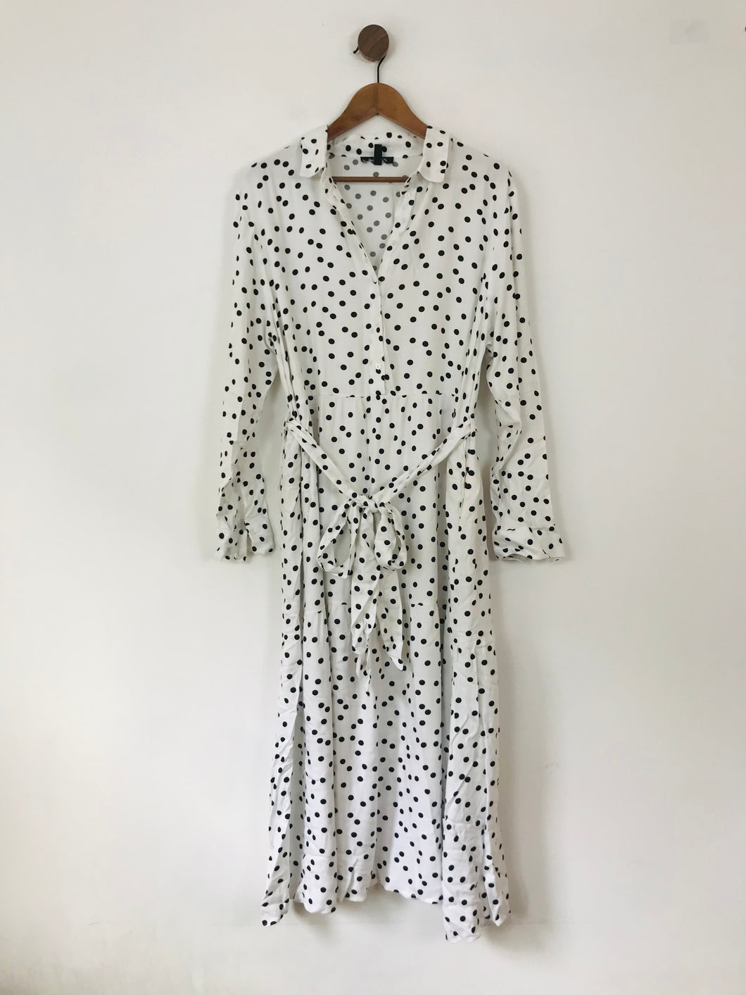 Baukjen Women's Long Sleeve Polka Dot Midi Dress | UK14 | White