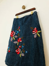 Load image into Gallery viewer, Boden Women&#39;s Floral Embroidered Denim A-Line Skirt | UK14 | Blue
