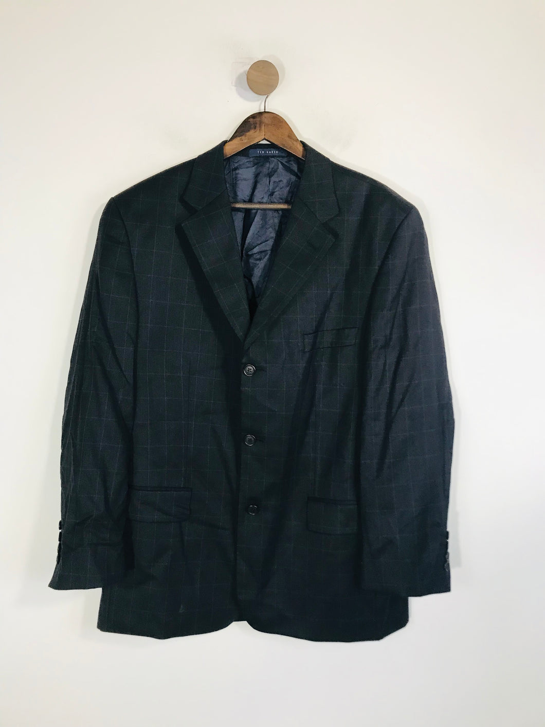 Ted Baker Men's Check Gingham Suit Blazer Jacket | 42S | Black